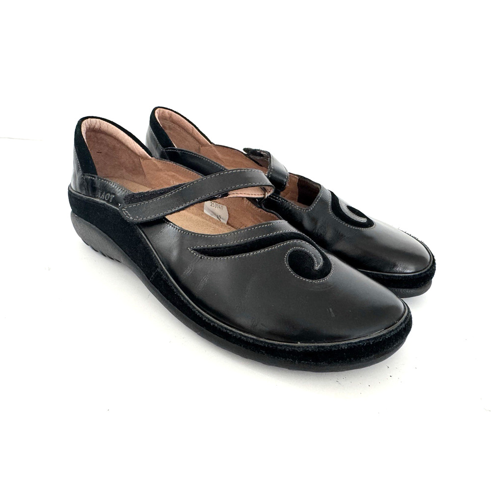 Naot Matai Mary Jane Shoes 42 Black Leather Koru Stylish Walking Comfort Flats